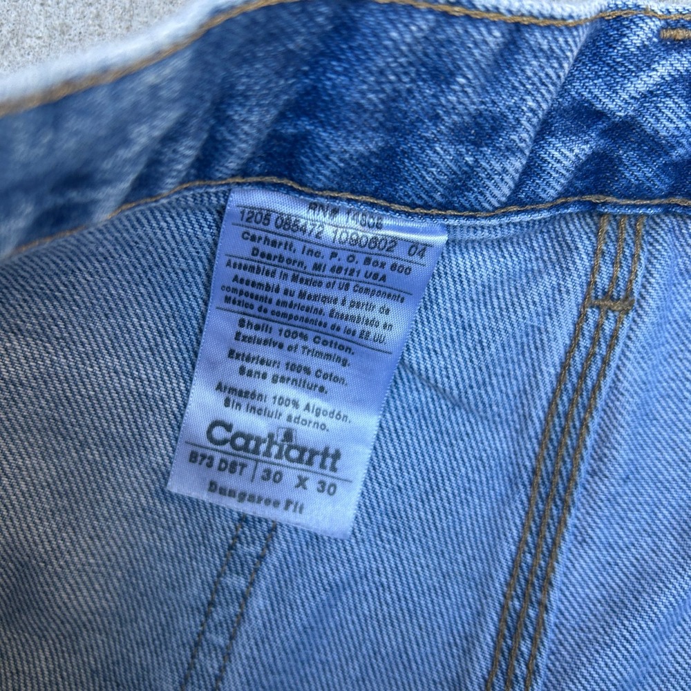 Carhartt Double Knee Logger Jeans 30x30 Blue B73 DST Vintage Workwear Pants - Picture 6 of 7